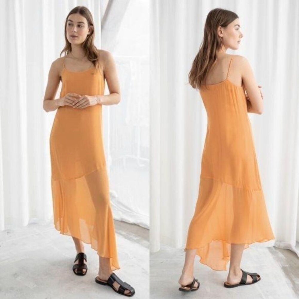 & Other Stories Bias Cut Midi Dress Asymmetrical